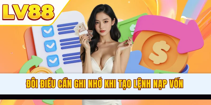 Đôi điều cần ghi nhớ khi tạo lệnh nạp vốn
