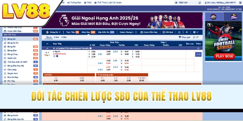 Đối tác chiến lược SBO của thể thao LV88