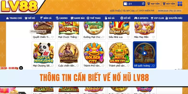 Thông tin cần biết về nổ hũ LV88